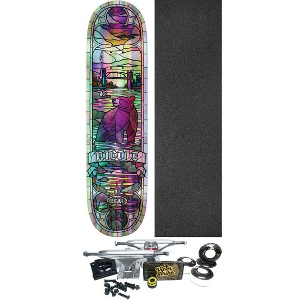 Real Skateboards Nicole Hause Holo Cathedral Rainbow Foil Skateboard Deck - 8.38" x 32.25" - Complete Skateboard Bundle